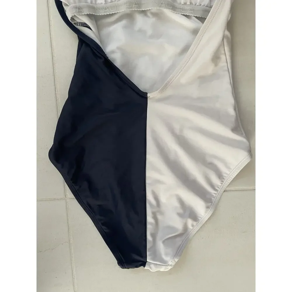 Nautica Swim One Piece Swimsuit Logo Sporty Retro Chic Minimalist
